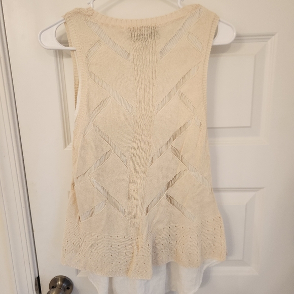Anthro Sunday in Brooklyn Boho Layered Sleeveless Top Size M Beige #F191 - Picture 4 of 6